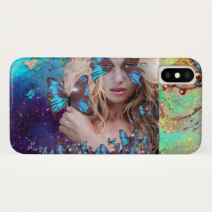 BLUE BUTTERFLY WITH GREEN GOLD SPARKLES Case-Mate iPhone CASE