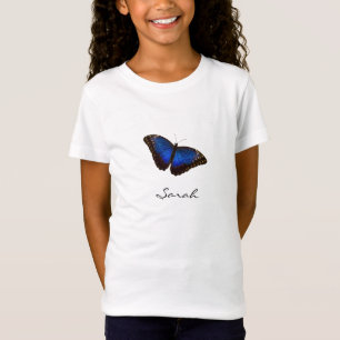 Blue Butterfly with Script Moniker Name T-Shirt