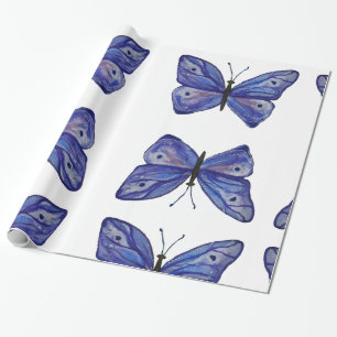 Blue Butterfly Wrapping Paper, 30 in x 6 ft Wrapping Paper