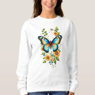 Blue Butterfly & Yellow Blooms-45871 Hoodie