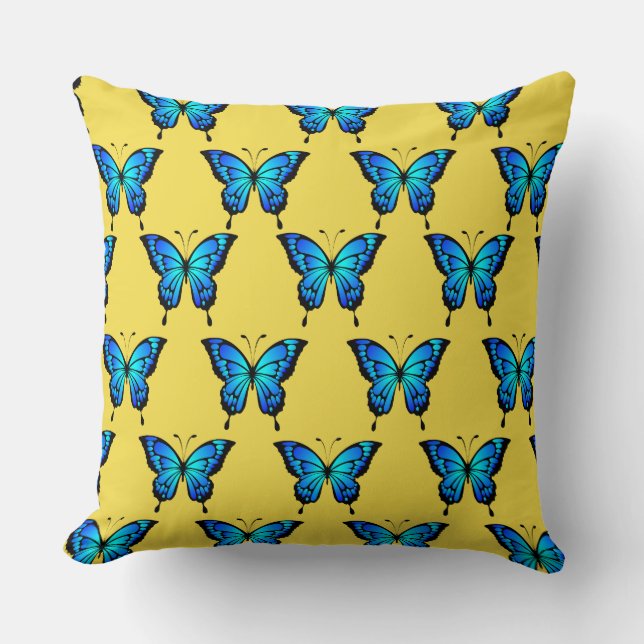 Blue Butterflys by storeman. Cushion (Front)