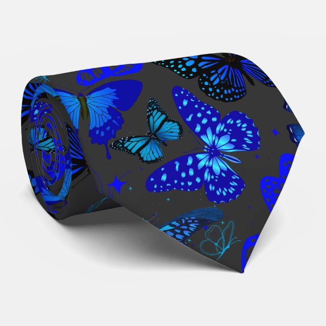 Blue Butteries Pattern 2506. D Grey BG Tie (Rolled)