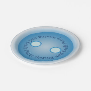 Blue Button Sewing and Craft Party Paper Plate