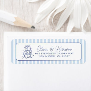 Blue Cabana Stripe Minimalist Wedding Address