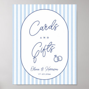 Blue Cabana Stripe Wedding Cards and Gifts Sign