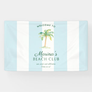 Blue Cabana Stripes Palm Beach Club Welcome Banner