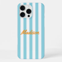 Blue Cabana Stripes Retro Monogram