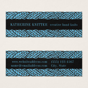 BLUE CABLE KNIT 3x1 Mini Business Card 