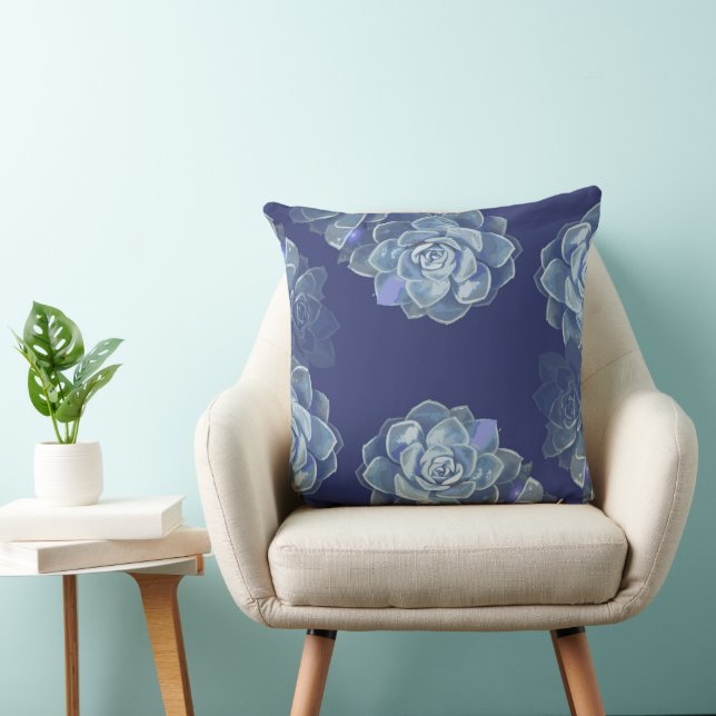 Blue Cactus Throw Pillow (Chair)