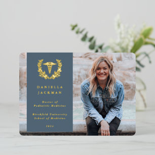 Blue Caduceus Medical Graduation Announcement