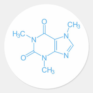 Blue Caffeine Molecule Classic Round Sticker