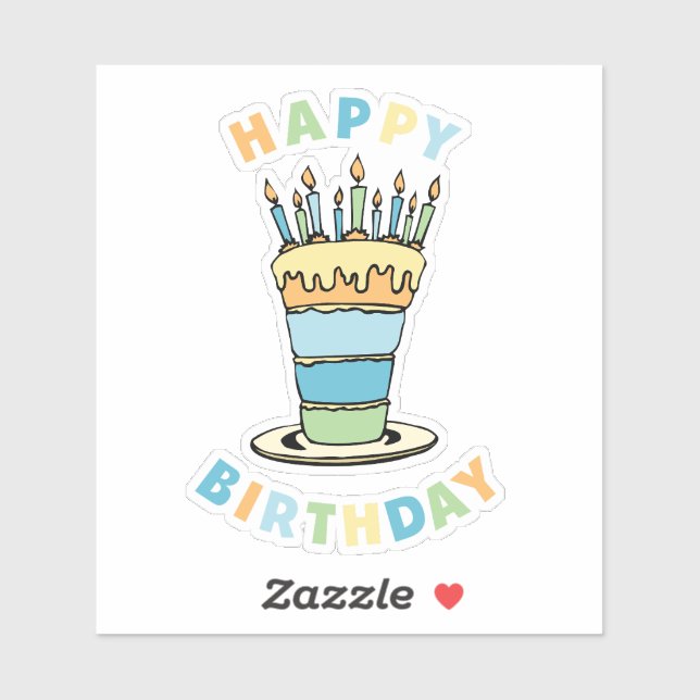Blue Cake Happy Birthday Contour (Sheet)