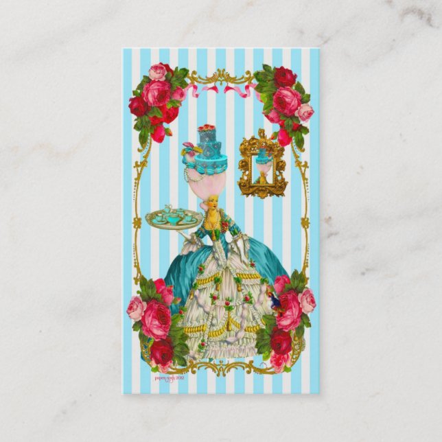 Blue Cakes and Pink Rose Tea Business Card (Front)