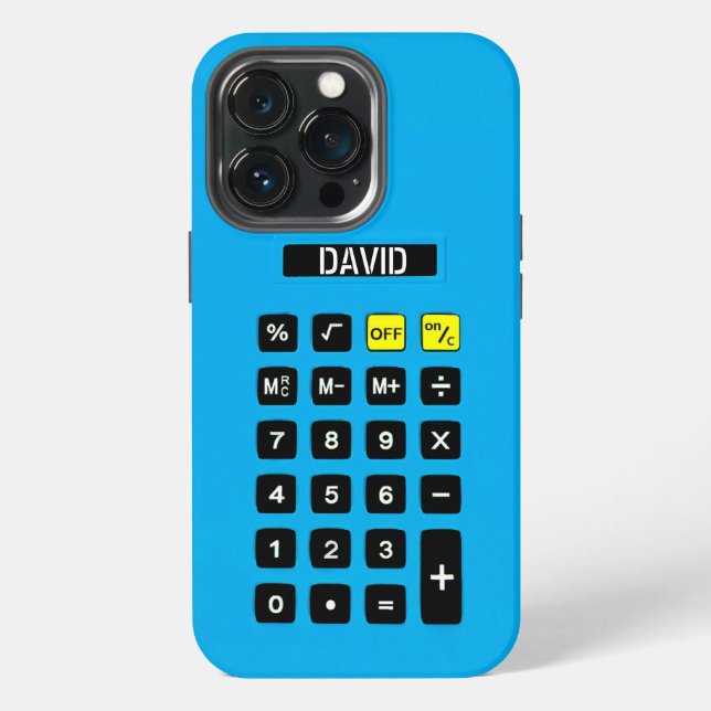 Blue Calculator with Keypad  iPhone Case (Back)