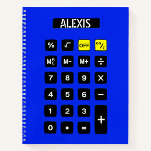 Blue Calculator with Name Notebook