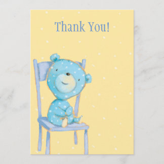 Blue Calico Bear Thank You Card
