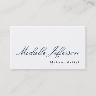 Blue Calligraphy Makeup Artist White Business Card