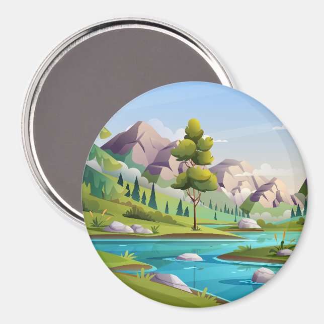 Blue Calm River Magnet (Front/Back)