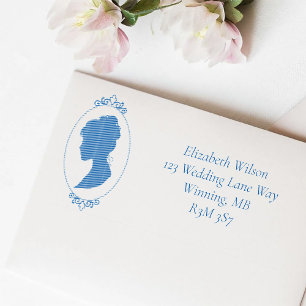 Blue Cameo Woman Self-inking Stamp