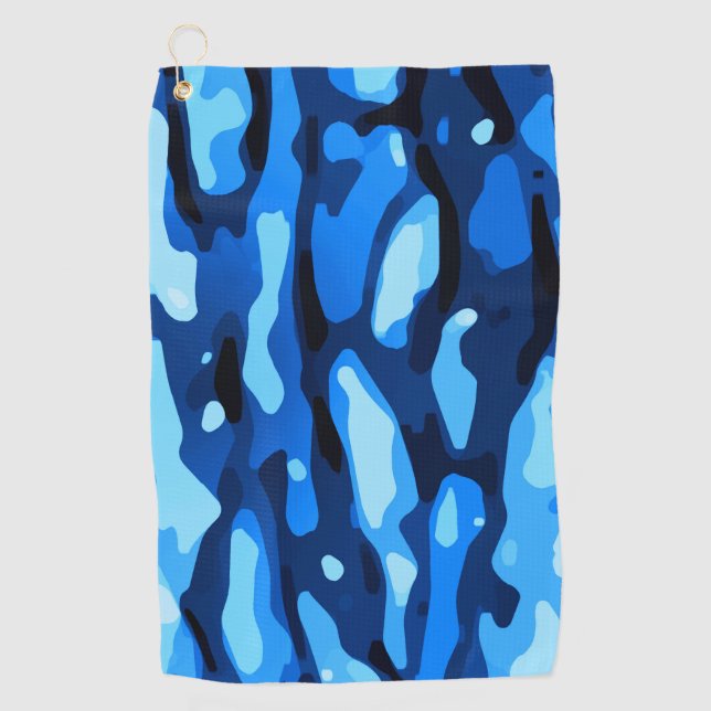 Blue Camo Abstract Pattern Golf Towel (Front)