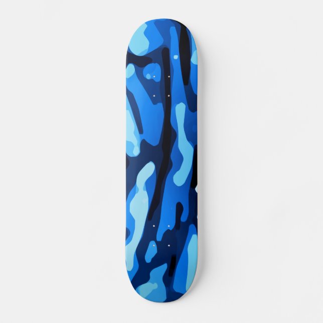 Blue Camo Abstract Pattern Skateboard (Front)