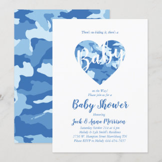 Blue Camo Baby Shower Camouflage Country Boy Invitation