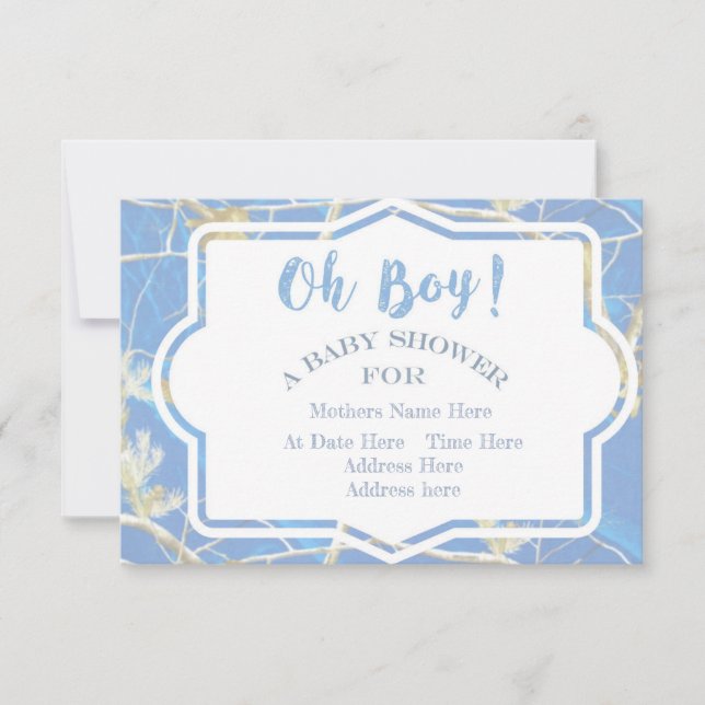 blue camo baby shower invitation (Front)