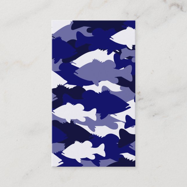 Blue Camo Bass Fishing Business Card (Front)