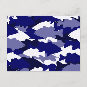 Blue Camo Bass Fishing Postcard