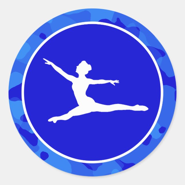 Blue Camo; Camouflage Ballet Classic Round Sticker (Front)
