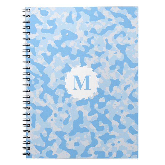 Blue Camo Camouflage Monogram Initial Notebook (Front)