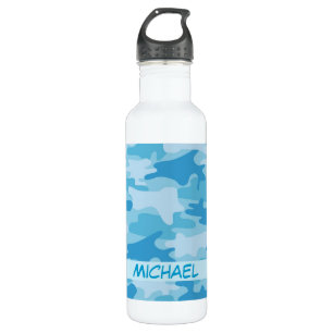 Blue Camo Camouflage Name Personalised 710 Ml Water Bottle