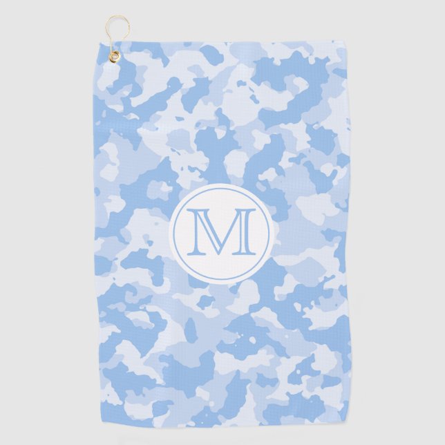 Blue Camo | Camouflage Pattern Monogrammed Golf Towel (Front)