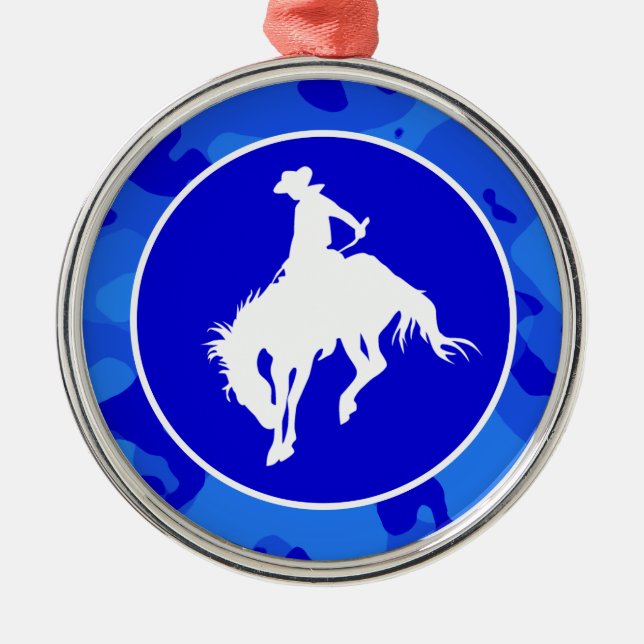 Blue Camo; Camouflage Rodeo Metal Tree Decoration (Front)