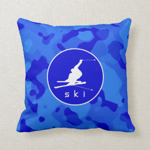 Blue Camo; Camouflage Snow Skiing Cushion