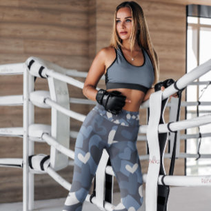 Blue Camo Hearts Patterned   Leggings