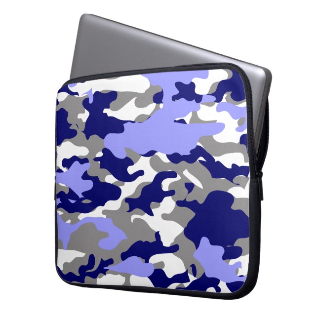BLUE CAMO LAPTOP SLEEVE (Front Left)
