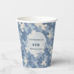 Blue Camo Military birthday  Paper Cups