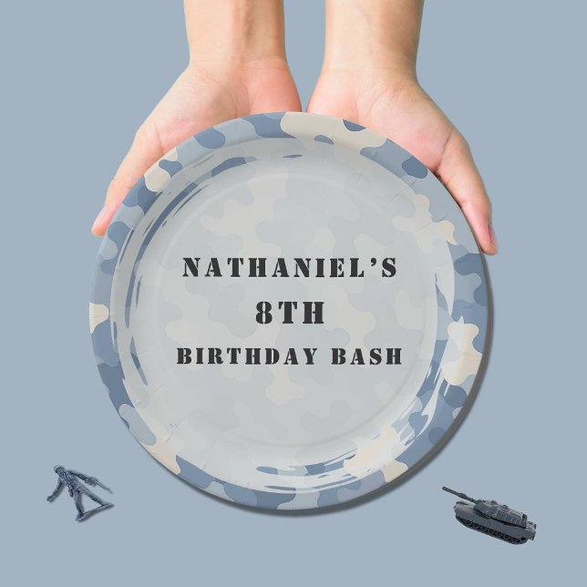 Blue Camo Military Birthday Paper Plate (Creator Uploaded)