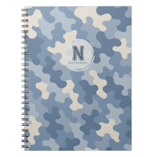 Blue Camo Military Monogram Notebook