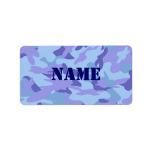 Blue Camo Name Label Stickers