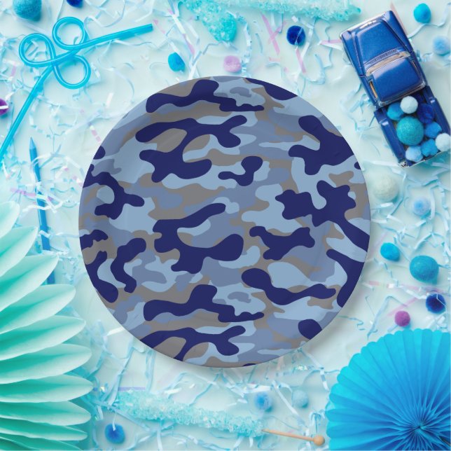 Blue Camo Paper Plate (Party)