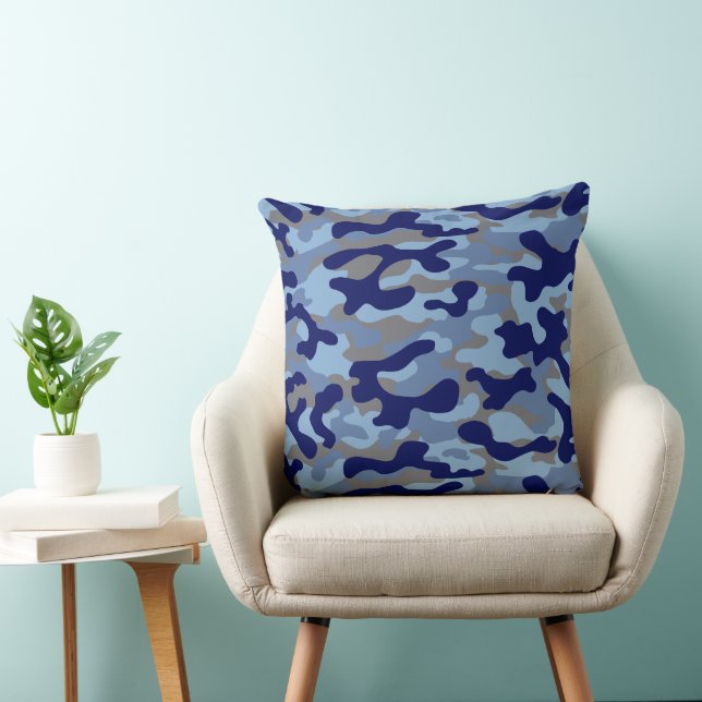 Blue Camo Pattern  Cushion (Chair)