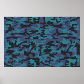Blue camo pattern poster