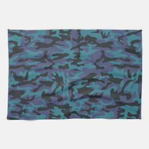 Blue camo pattern tea towel