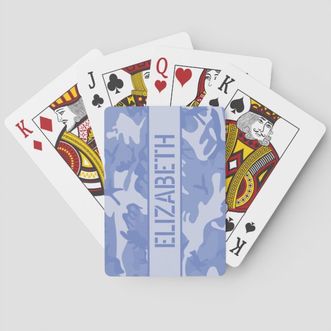 Blue Camo Personalised Playing Cards (Back)
