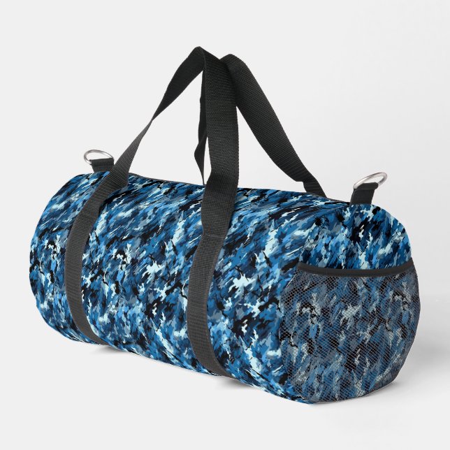 Blue Camo Print Duffle Bag (Right Corner)