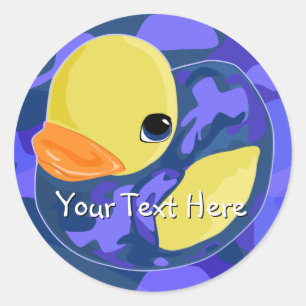 Blue Camo Rubber Ducky Classic Round Sticker
