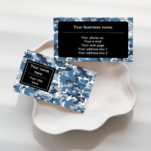 Blue Camo, Winter Camo, Snow Camouflage, Military Business Card