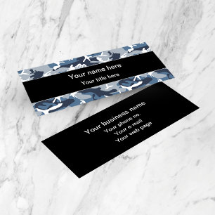 Blue Camo, Winter Camo, Snow Camouflage, Military Mini Business Card